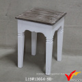 Chinese Handmade Rectangular Rustic Wooden White Stool